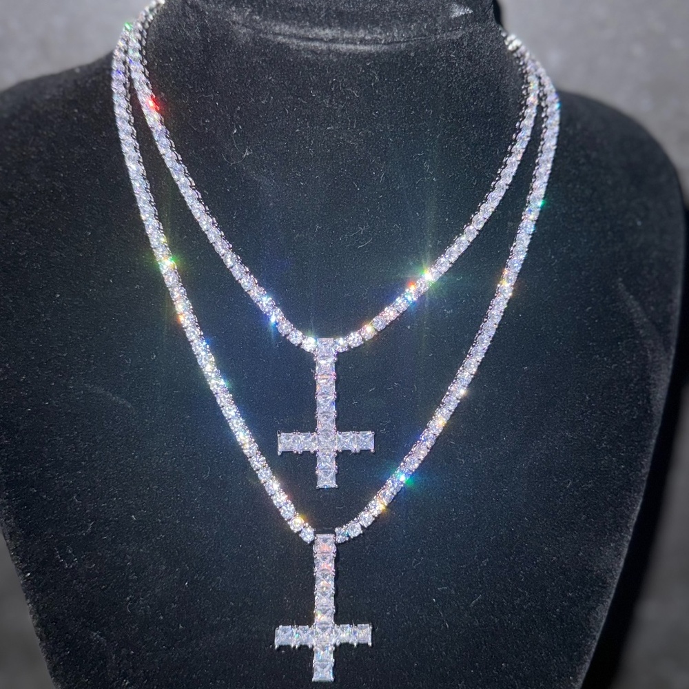 Upside Down Inverted Cross Necklace Opium Hip Hop Chain  Pendant